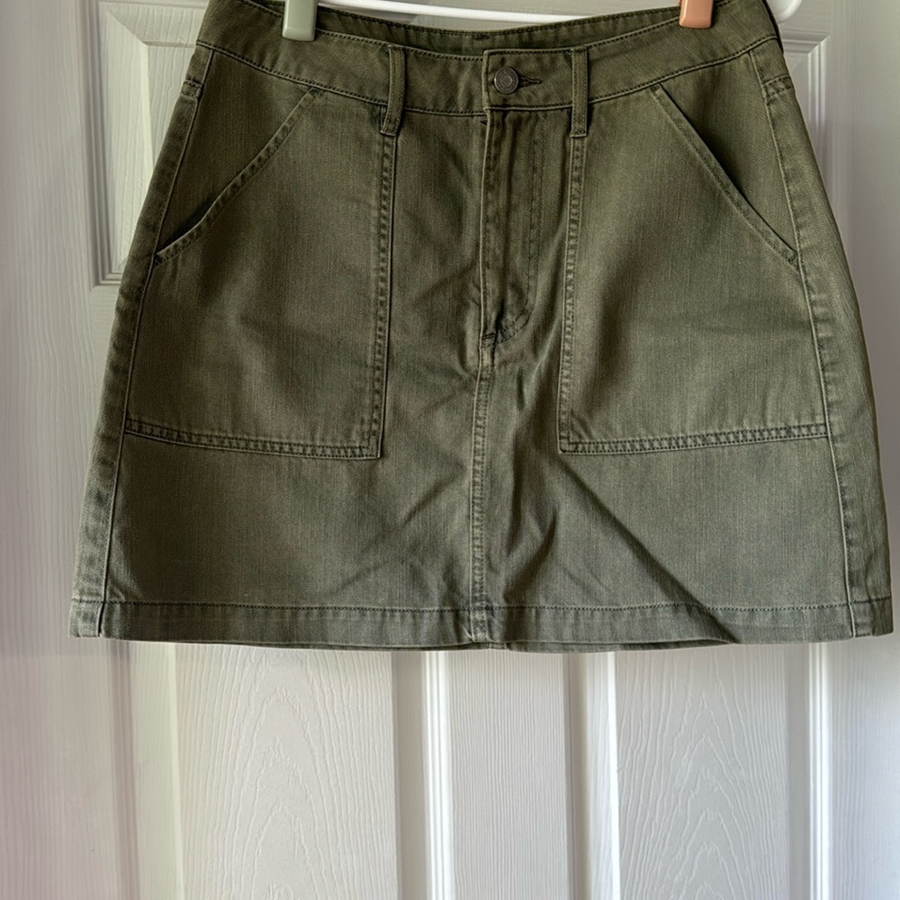 Khaki Green H&M A-Line Cargo Mini Skirt